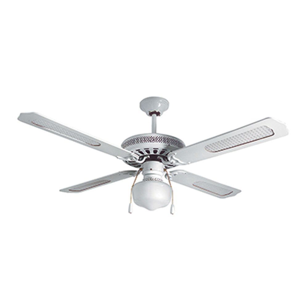 Radiant white ceiling fan, front view