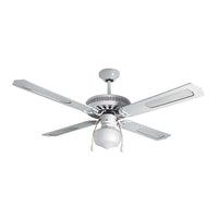 Radiant white ceiling fan, front view