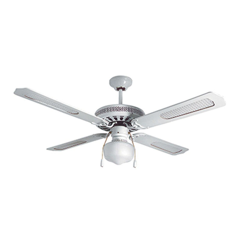 Radiant white ceiling fan, front view