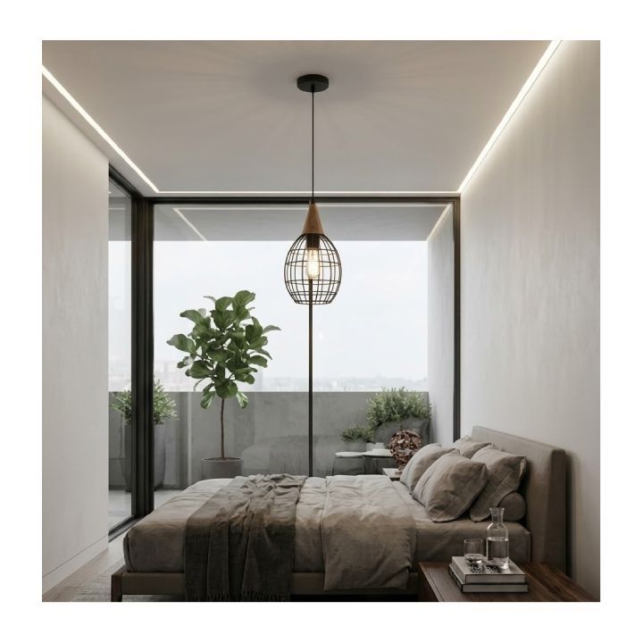 Eurolux black pendant light shown in its packaging