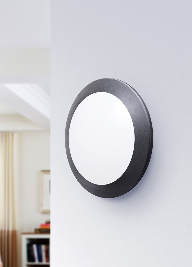 Eurolux black bulkhead light shown in its packaging