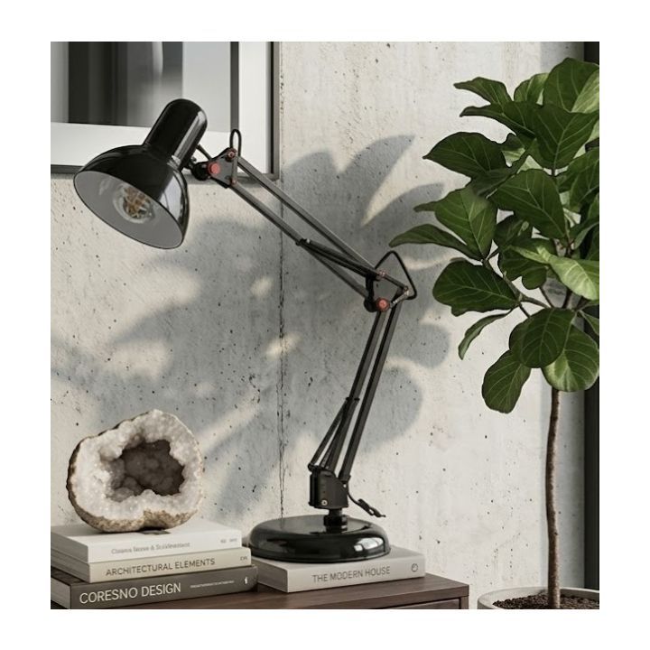Eurolux black table lamp shown in its packaging