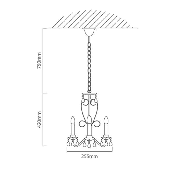 Eurolux chandelier dimensions diagram