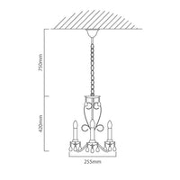 Eurolux chandelier dimensions diagram