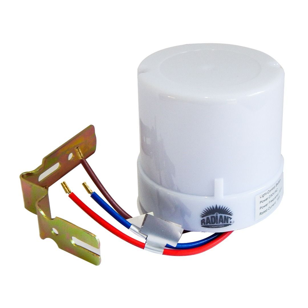 Radiant white & blue electrical switche shown in its packaging