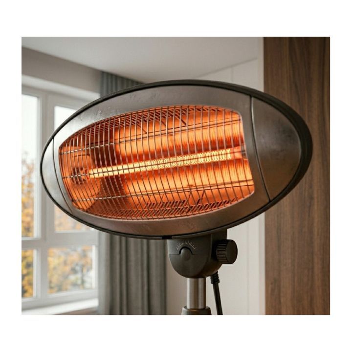 Radiant black heater shown in its packaging