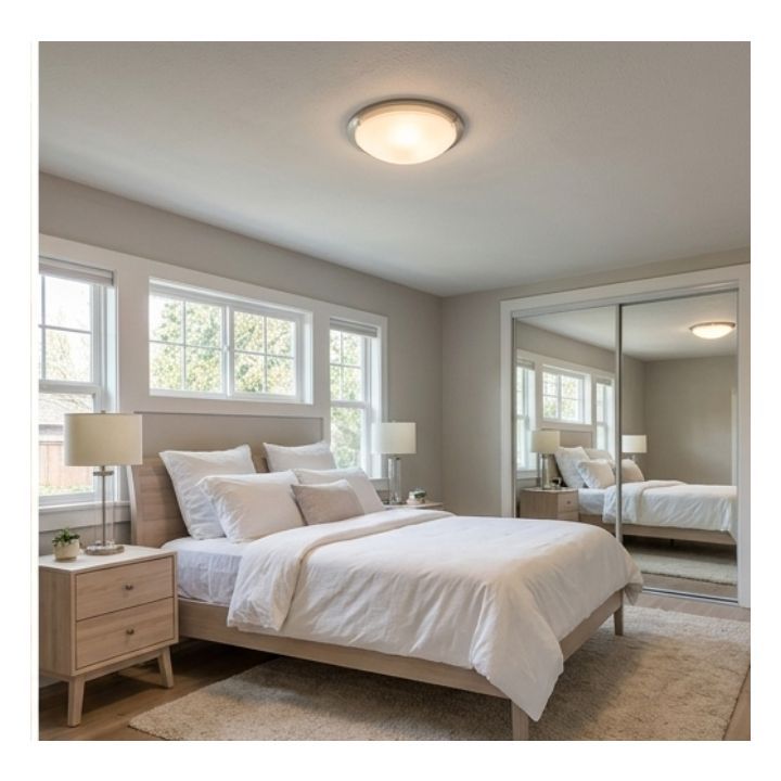 Eurolux ceiling light installed and lit