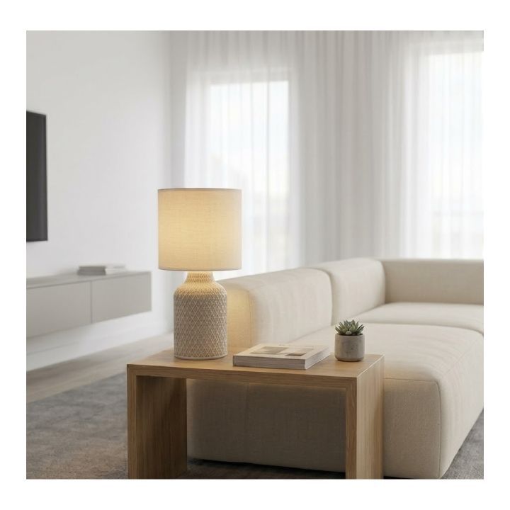 Eurolux white table lamp, front view