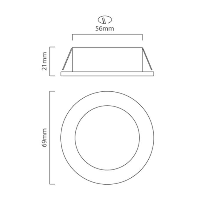 Eurolux downlight dimensions diagram