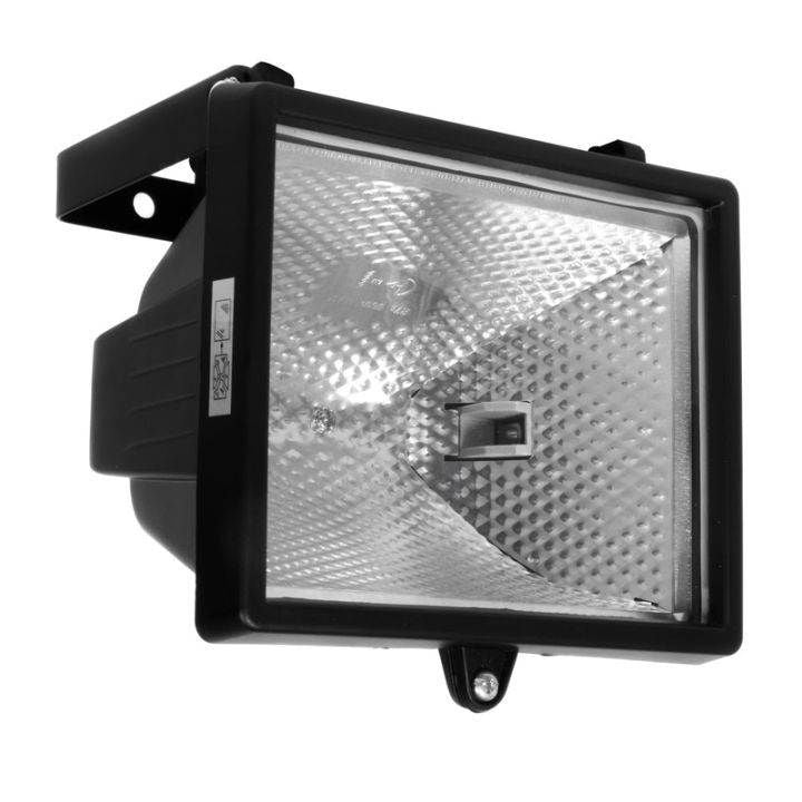 Eurolux black floodlight installed and lit