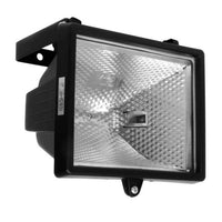 Eurolux black floodlight installed and lit