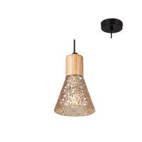 Eurolux black & brown wood pendant light, front view