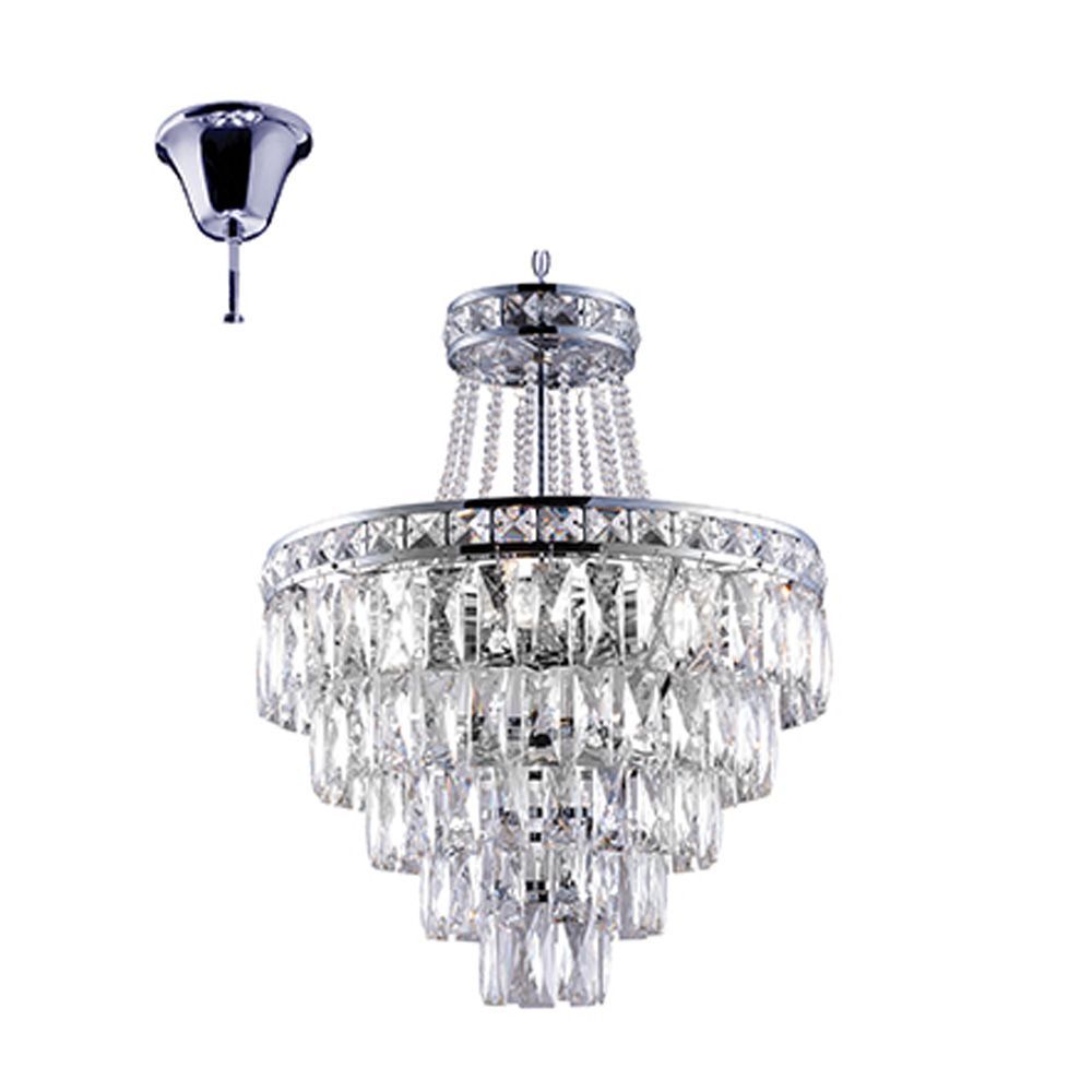 Radiant chrome chandelier, front view