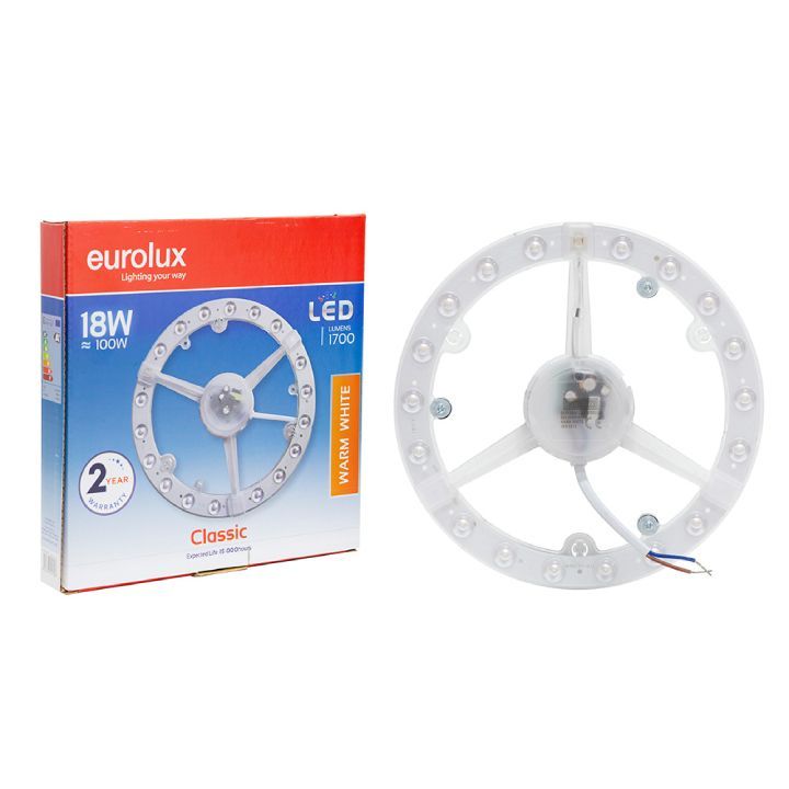 Eurolux ceiling light shown in its packaging