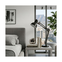 Close-up detail of the Eurolux black table lamp
