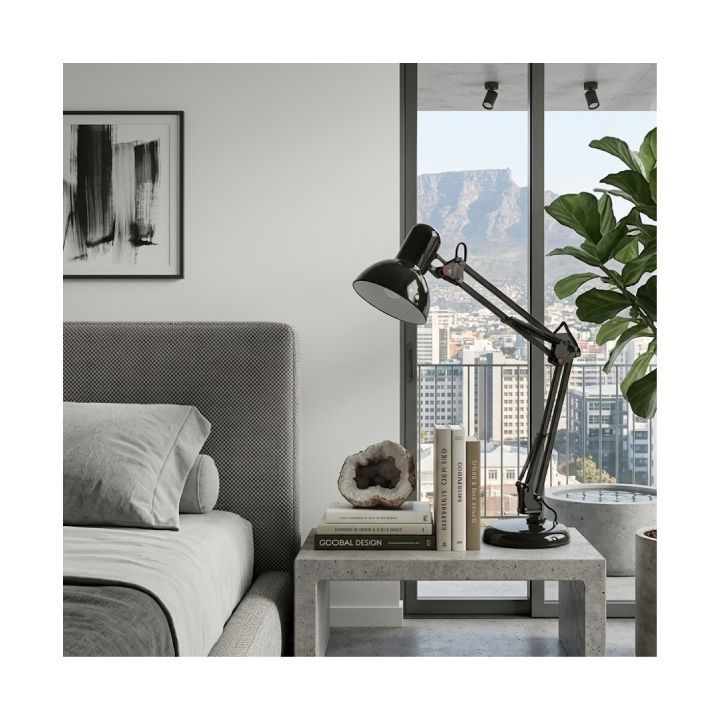Close-up detail of the Eurolux black table lamp