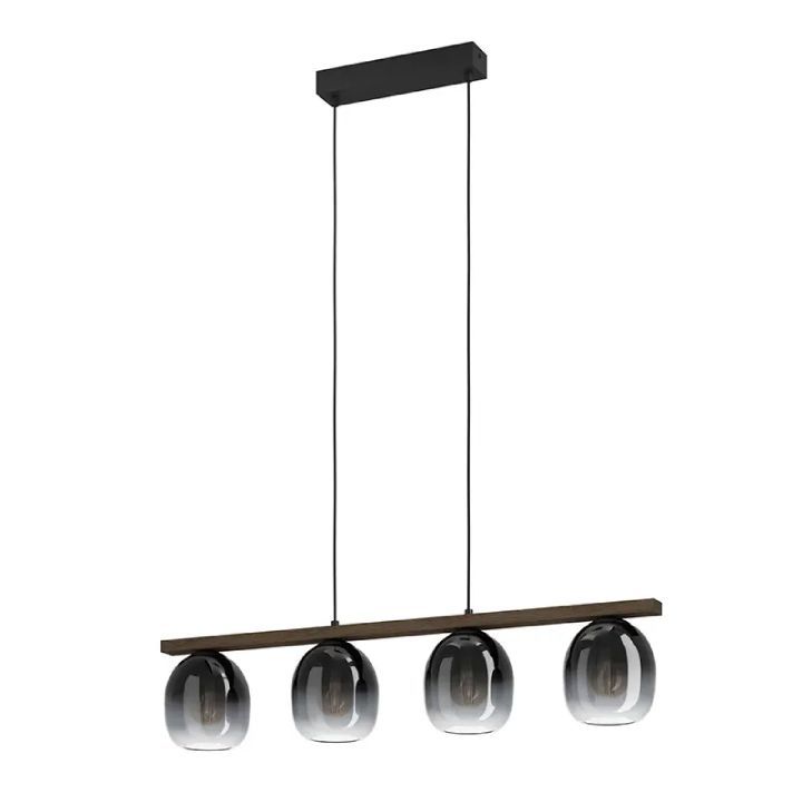 Eurolux black grey transparent pendant light, front view