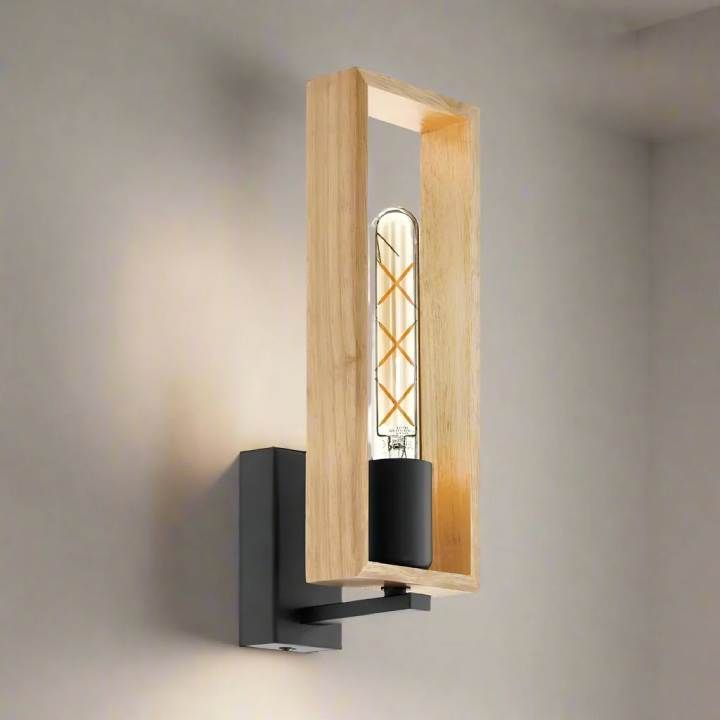 Eurolux black & brown wall light shown in its packaging