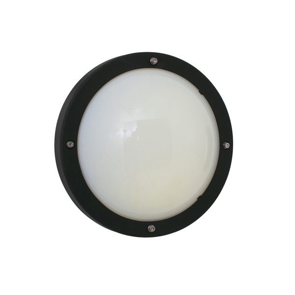 Eurolux black bulkhead light, front view