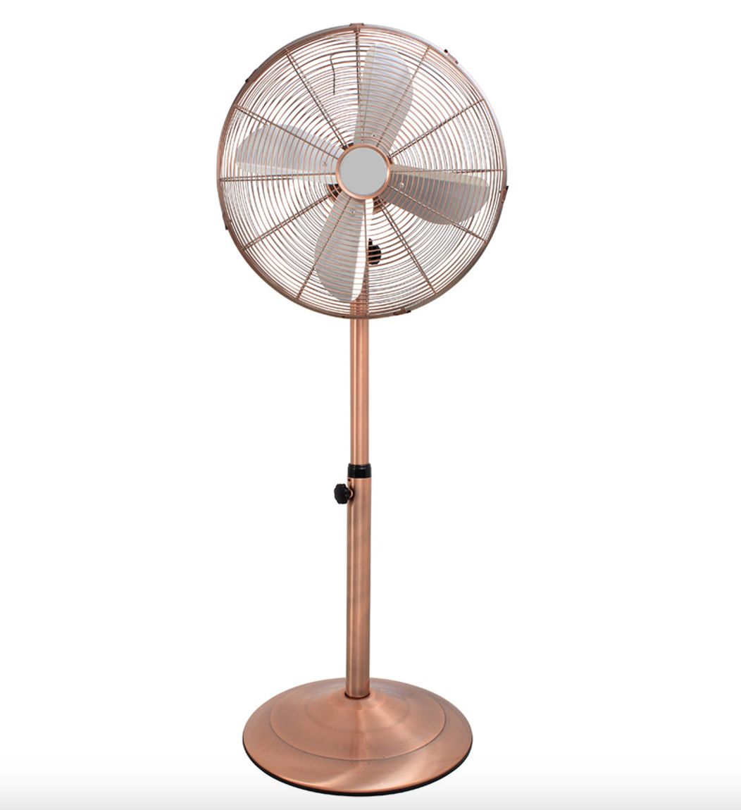 Eurolux copper pedestal fan, front view
