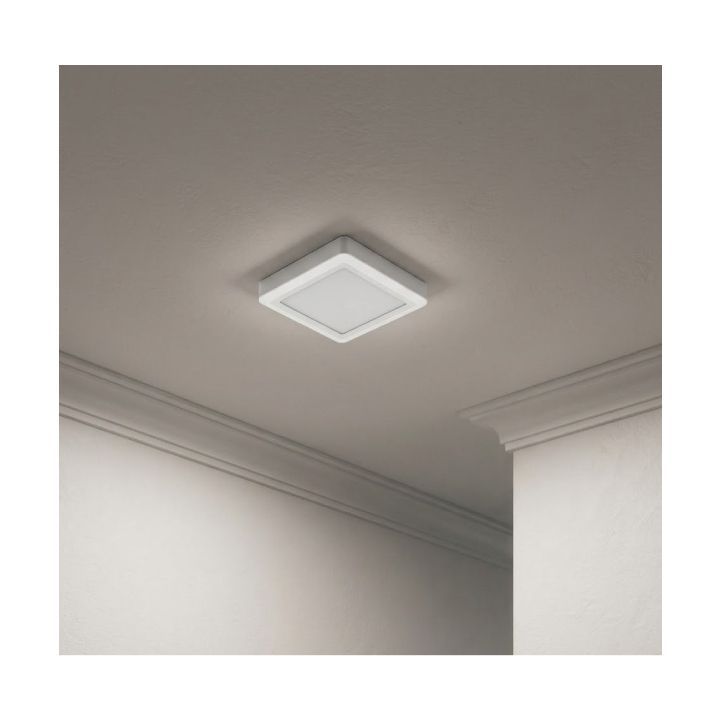 Eurolux white ceiling light installed and lit