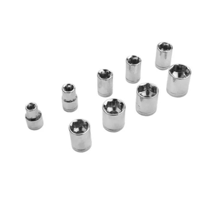 Close-up detail of the Tolsen socket set