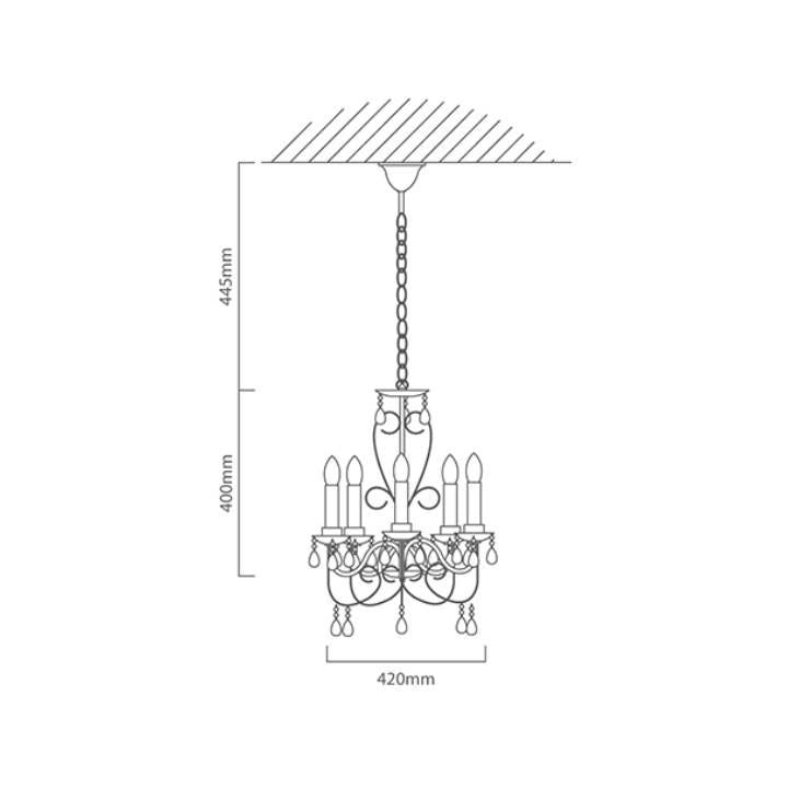 Eurolux black chandelier dimensions diagram