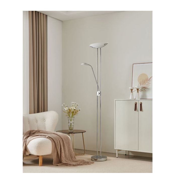 Eurolux silver / satin chrome lamp installed and lit