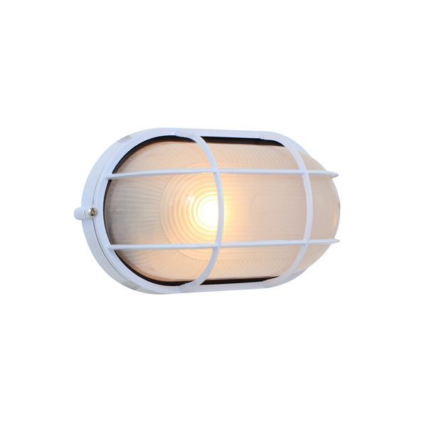 Eurolux white bulkhead light, front view