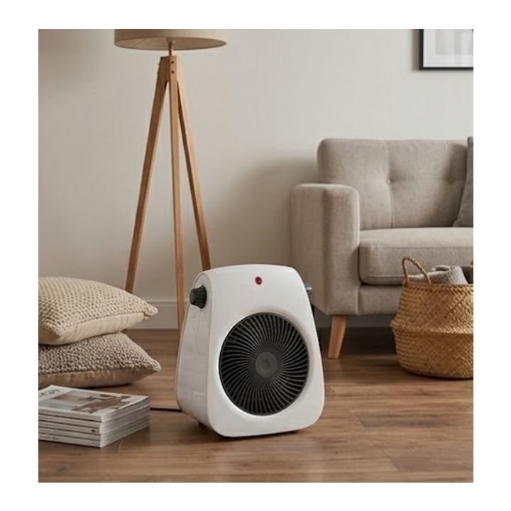 Radiant heater shown in its packaging