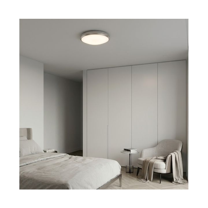 Close-up detail of the Eurolux satin chrome ceiling light