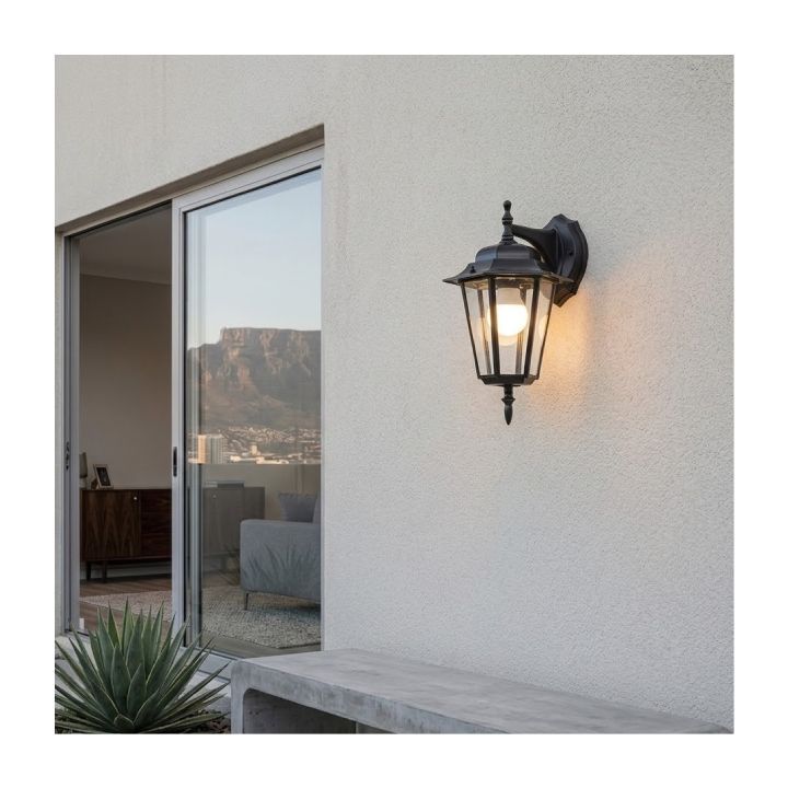 Close-up detail of the Eurolux black wall light