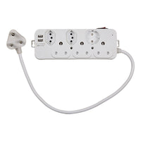Eurolux white extension cord, front view