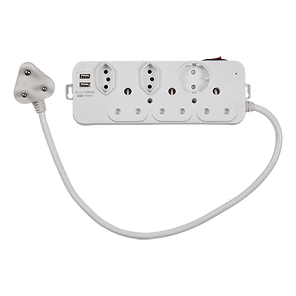 Eurolux white extension cord, front view