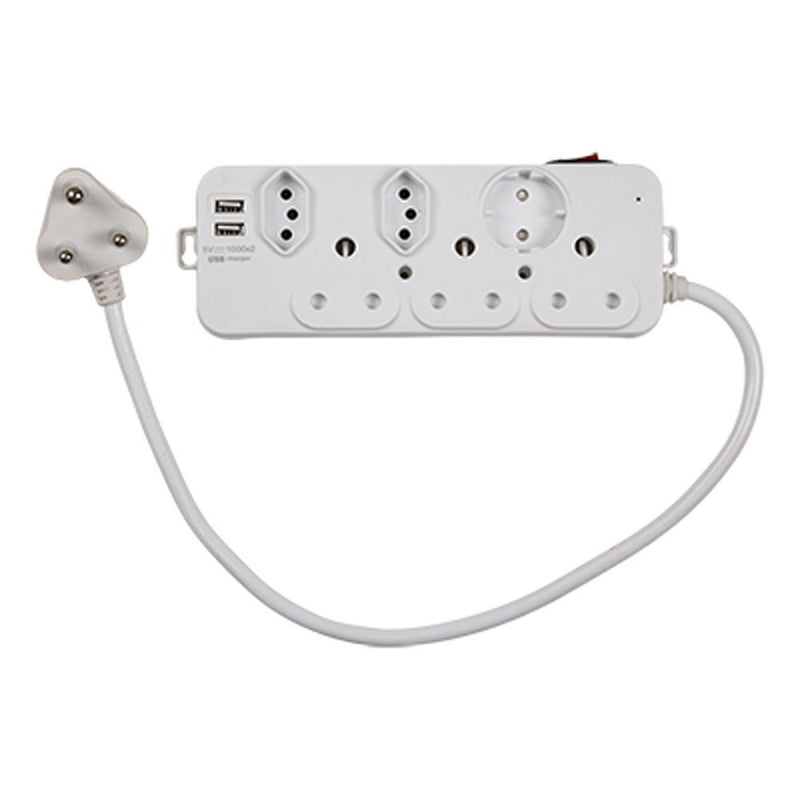 Eurolux white extension cord, front view