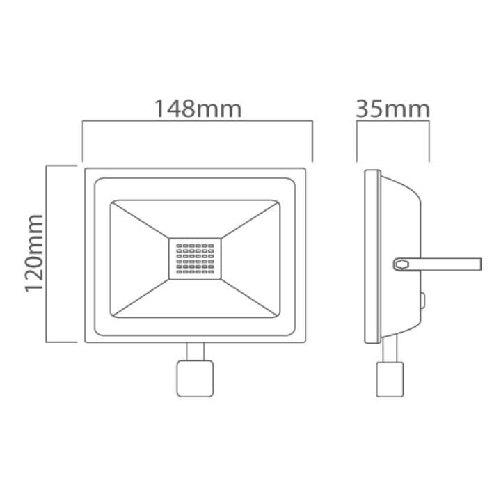 Eurolux black floodlight shown in its packaging