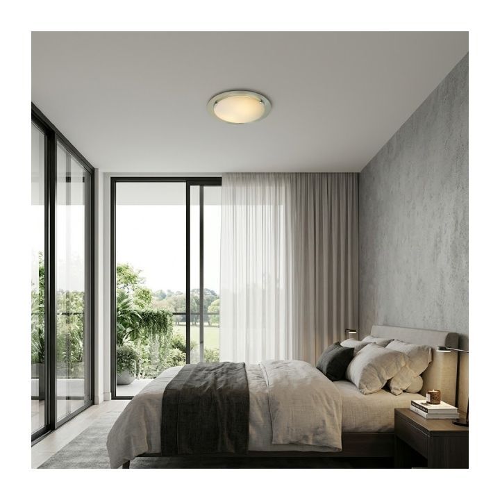 Radiant ceiling light installed and lit