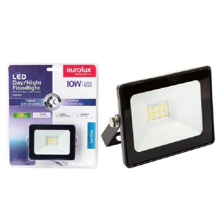Eurolux floodlight shown in its packaging