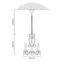 Close-up detail of the Eurolux chrome chandelier