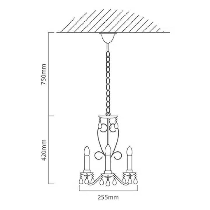 Close-up detail of the Eurolux chrome chandelier