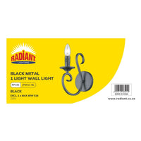 Radiant black wall light dimensions diagram