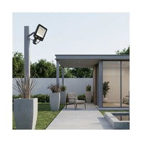 Radiant black floodlight installed and lit