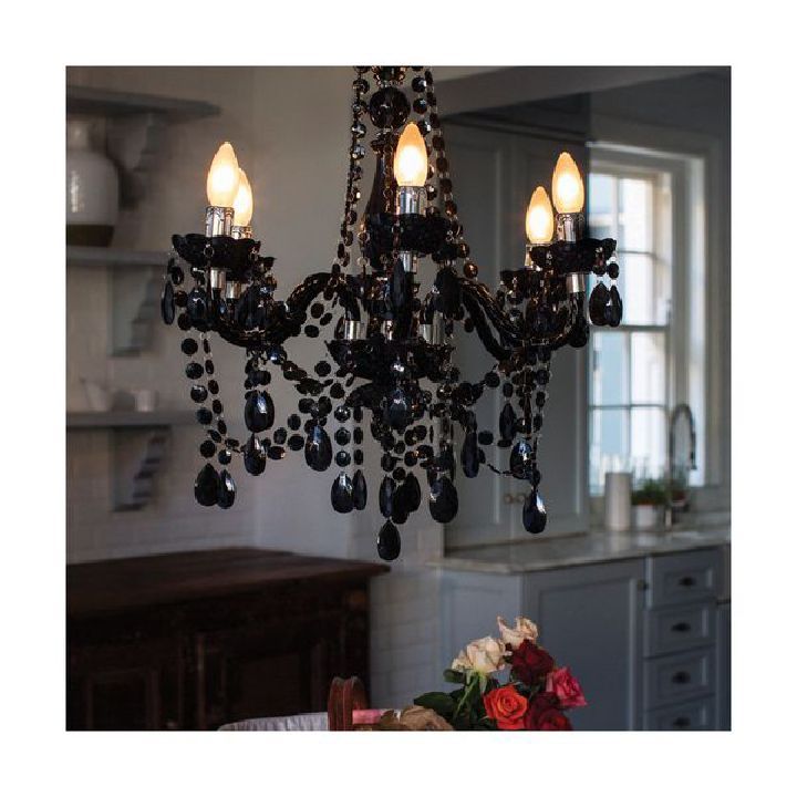 Eurolux black chandelier shown in its packaging