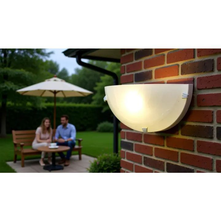 Eurolux white ceiling light installed and lit