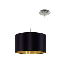 Eurolux satin chrome/black/gold pendant light, front view