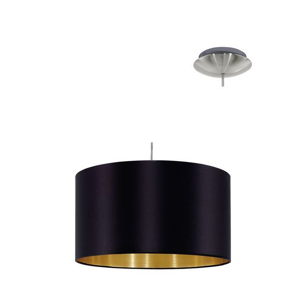 Eurolux satin chrome/black/gold pendant light, front view