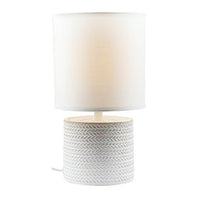 Eurolux white with white shade table lamp installed and lit