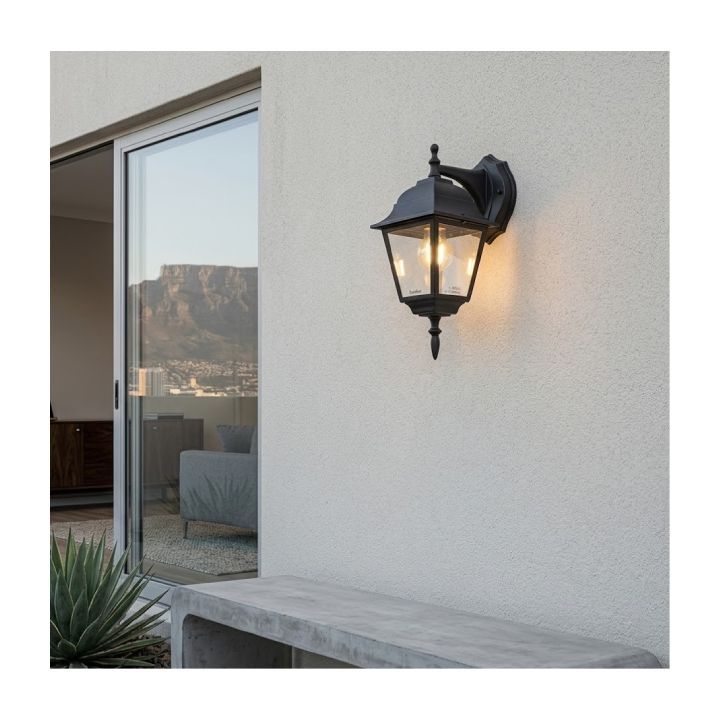 Close-up detail of the Eurolux black wall light