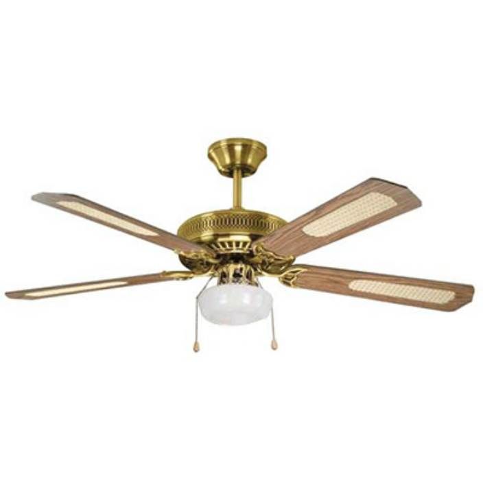Eurolux antique brass ceiling fan, front view