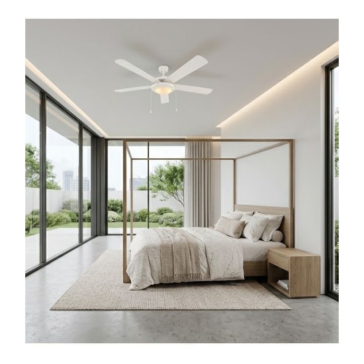 Eurolux ceiling fan installed and lit